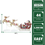 Fraser Hill Farm Indoor/Outdoor Oversized Christmas Decor with Long-Lasting LED Lights, Santa Sleigh and Flying Reindeer 3-Piece Set