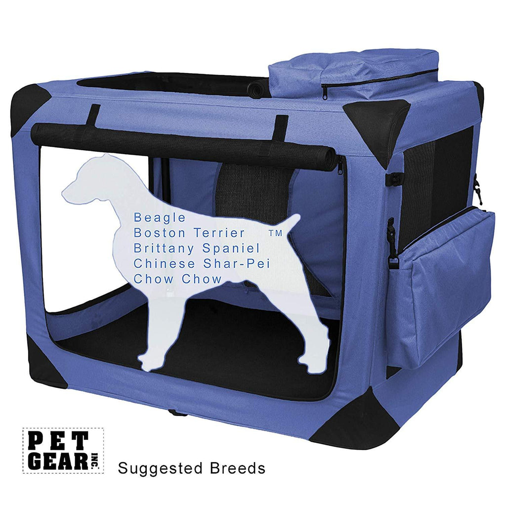 Pet Gear 3 Door Portable Soft Crate, Folds Compact for Travel in Seconds No Tools Required, Comes with Comfort Pad + StoraBag, Steel Frame, Premium 600D Fabric, Indoor/Outdoor