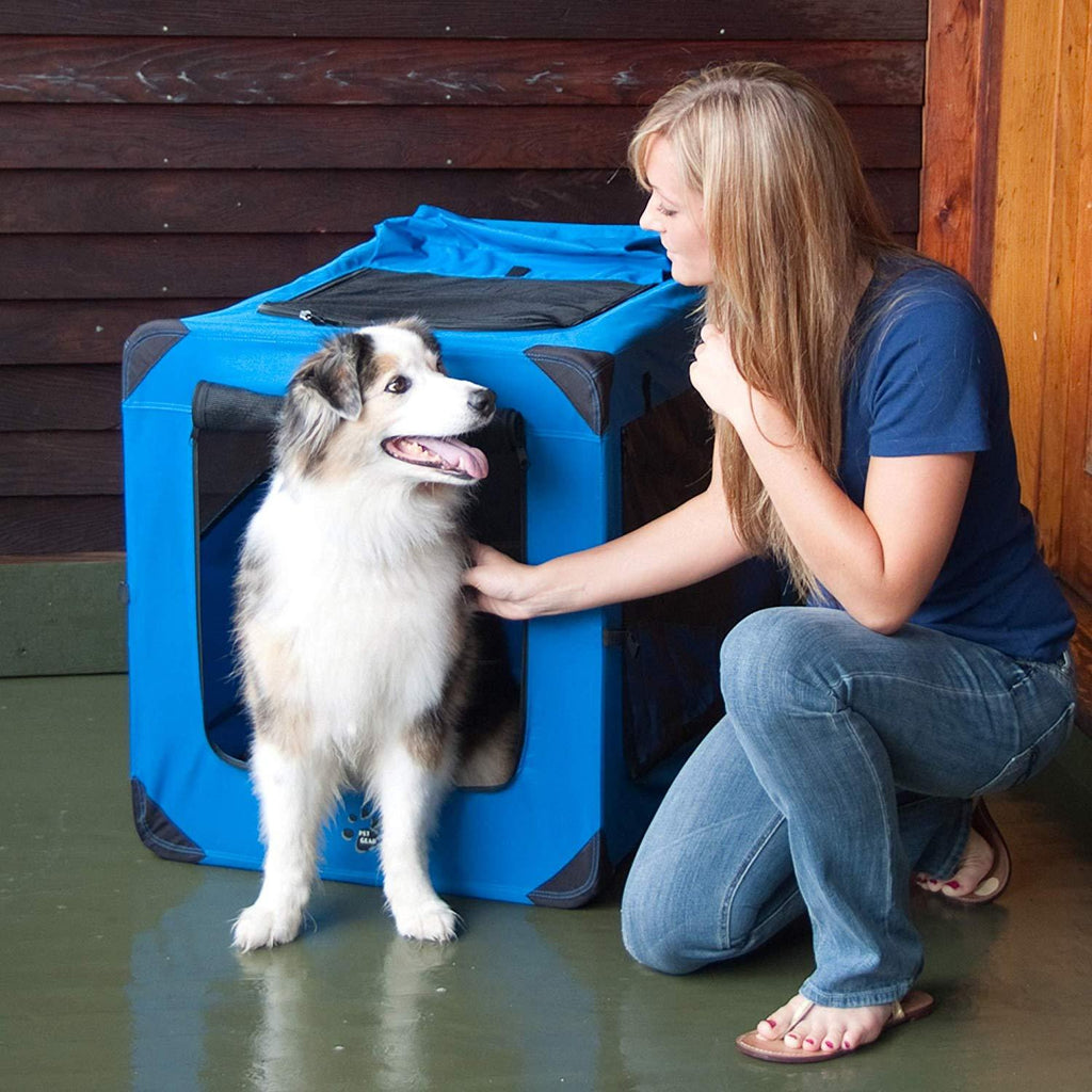 Pet Gear 3 Door Portable Soft Crate, Folds Compact for Travel in Seconds No Tools Required, Comes with Comfort Pad + StoraBag, Steel Frame, Premium 600D Fabric, Indoor/Outdoor