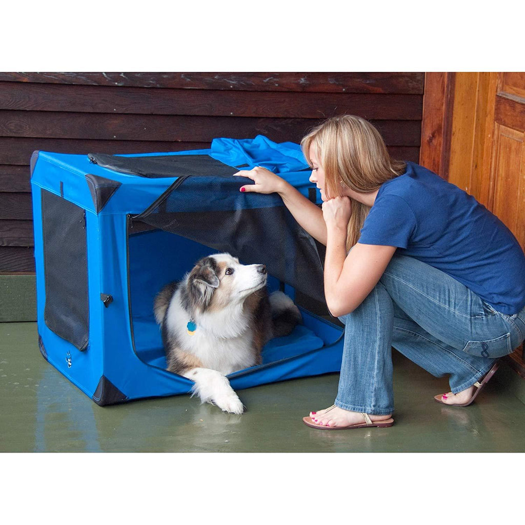 Pet Gear 3 Door Portable Soft Crate, Folds Compact for Travel in Seconds No Tools Required, Comes with Comfort Pad + StoraBag, Steel Frame, Premium 600D Fabric, Indoor/Outdoor