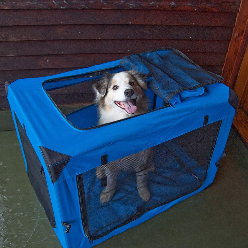 Pet Gear 3 Door Portable Soft Crate, Folds Compact for Travel in Seconds No Tools Required, Comes with Comfort Pad + StoraBag, Steel Frame, Premium 600D Fabric, Indoor/Outdoor