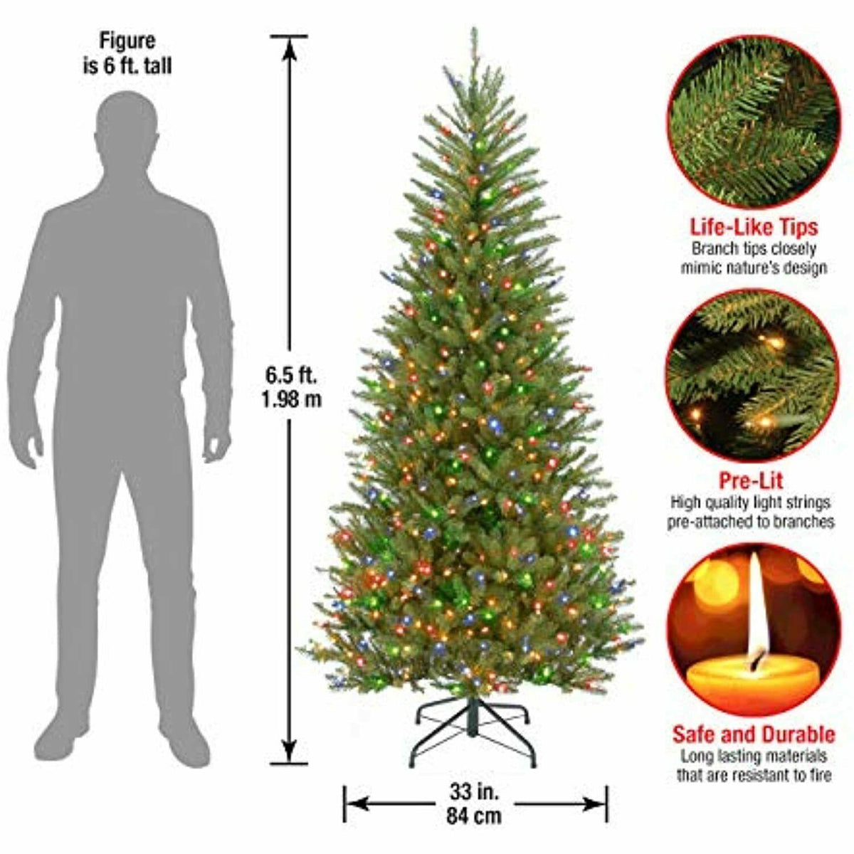 National Tree Company Artificial Christmas Tree Multi-Color Lights and Stand
