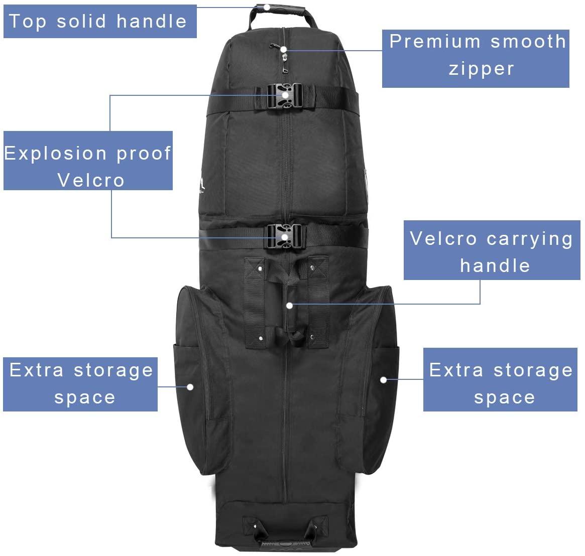 Himal Golf Travel Bag - Heavy Duty 600D Polyester Oxford Wear-Resistant, Excellent Zipper Universal Size with Wheels, Soft-Sided Golf Club Travel Cover to Protect Clubs