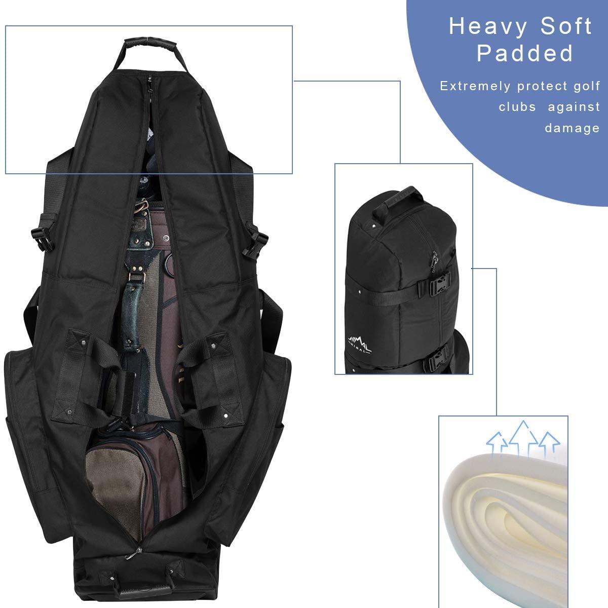 Himal Golf Travel Bag - Heavy Duty 600D Polyester Oxford Wear-Resistant, Excellent Zipper Universal Size with Wheels, Soft-Sided Golf Club Travel Cover to Protect Clubs