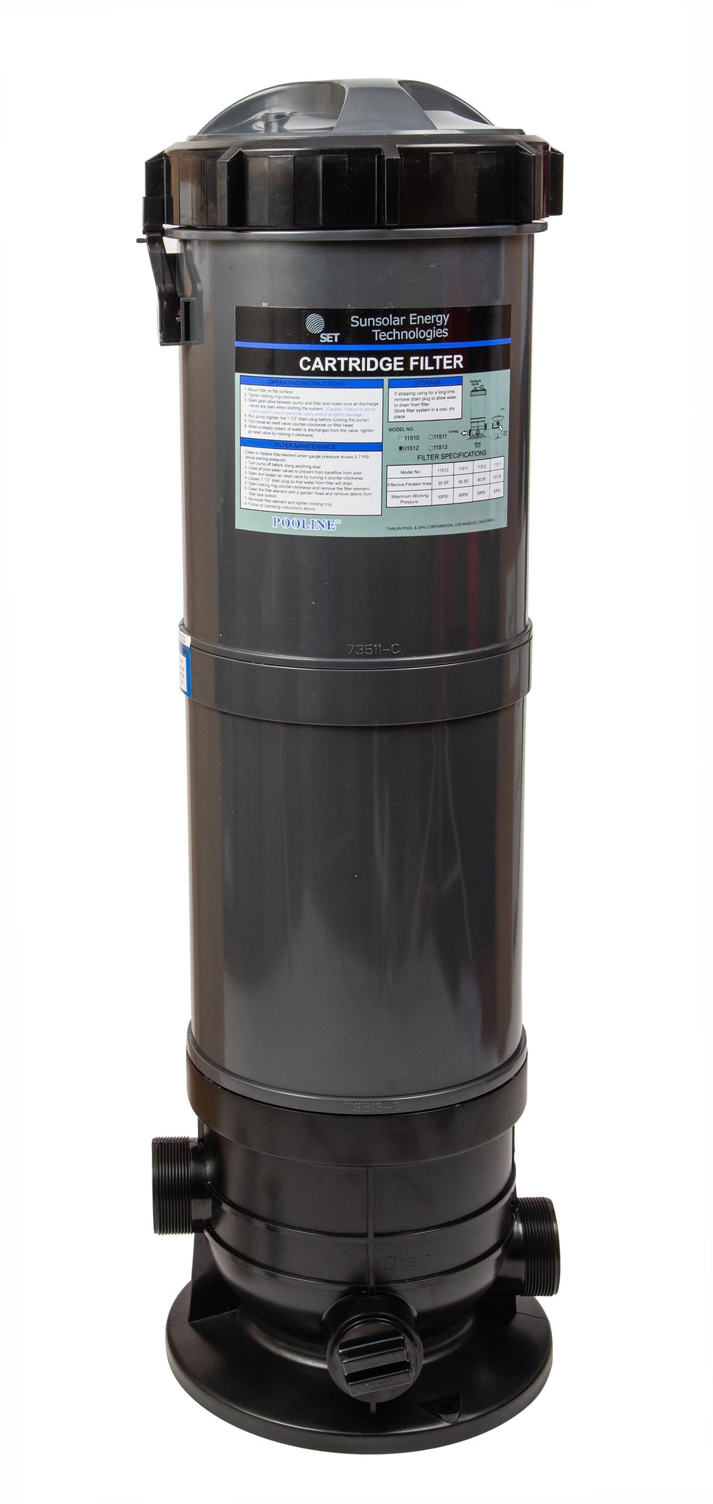 cartridge filter system with pressure gauge for swimming pools 90sf