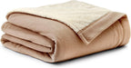 | Signature Reversible Fleece/Sherpa Electric Heated Blanket with Safe &amp; Warm Low-VoltaTechnology, Full, Khaki