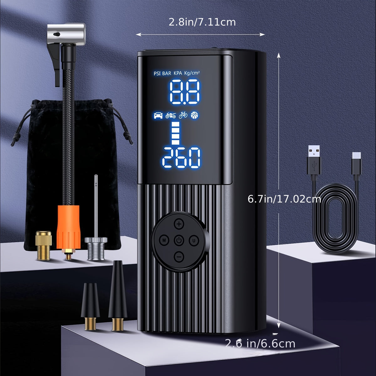 Tire Inflator Portable Air Compressor-180PSI & 20000mAh Portable Air Pump, Accurate Pressure LCD Display, 3X Fast Inflation For Cars,Bikes Balls