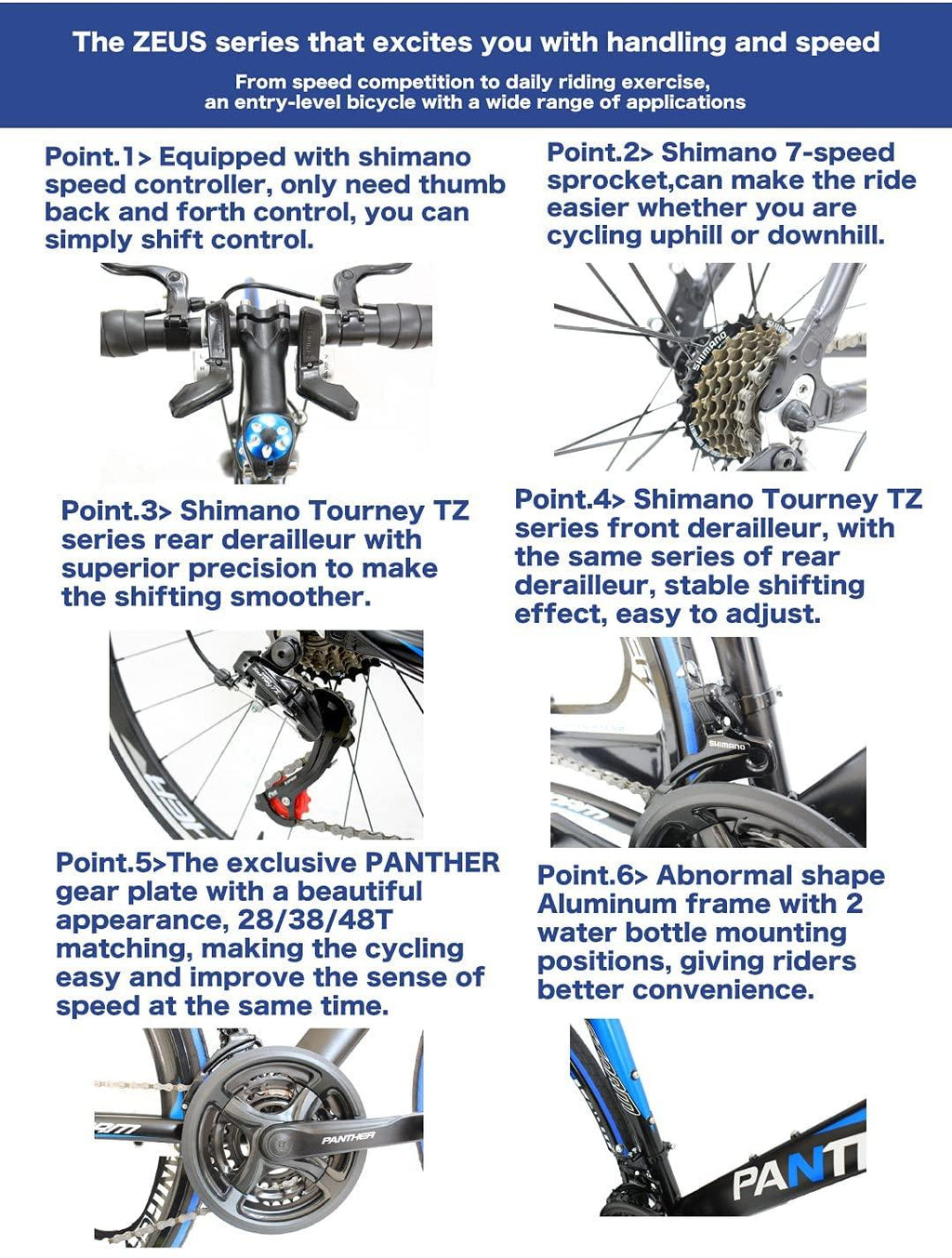 PANTHER(Japanese Brands) Road Bike Zeus Series  21speeds Aluminum Frame,700×25C,Drop Handlebars, Disassembled Wheel