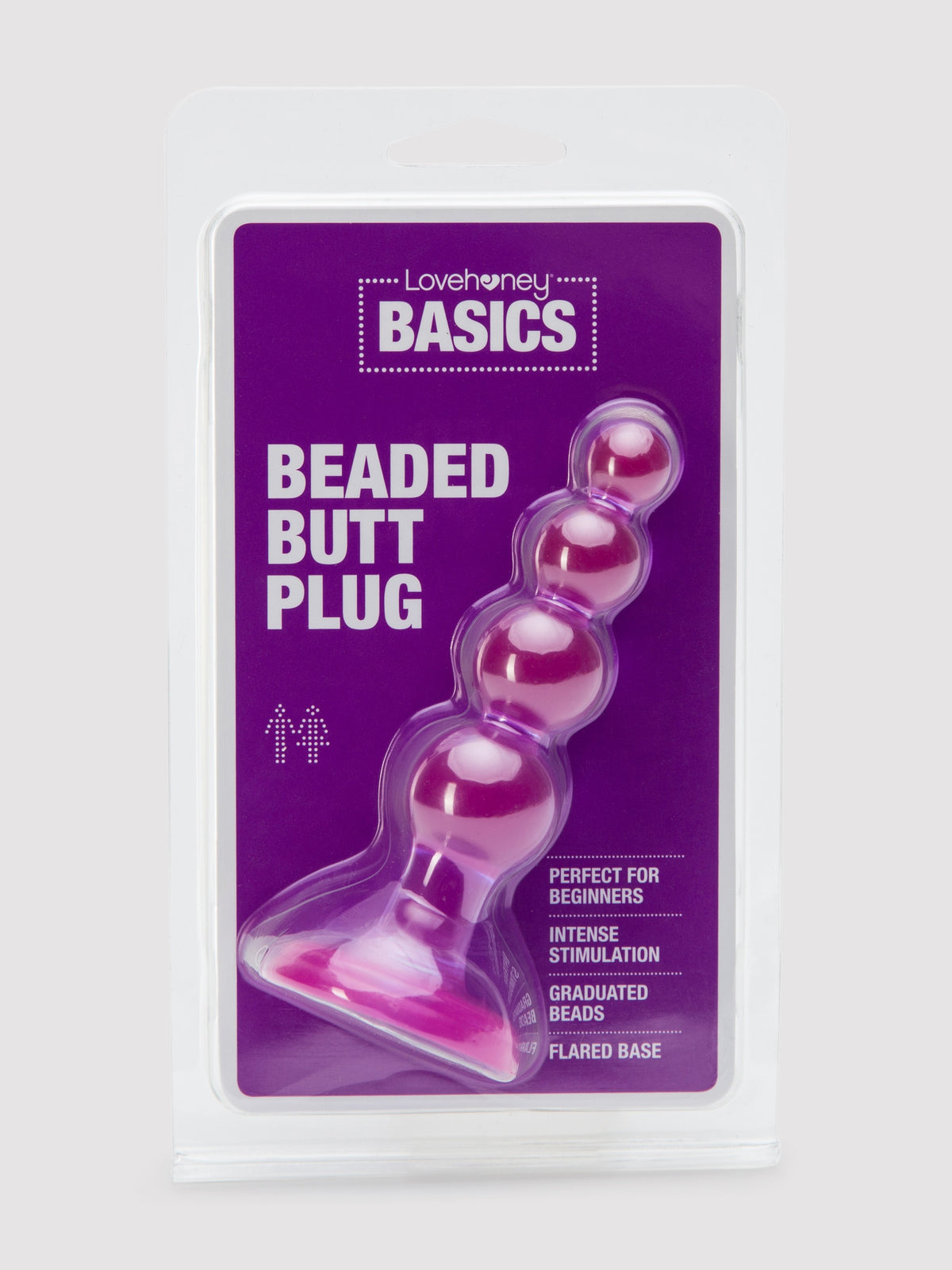 BASICS Beaded Slimline Butt Plug, Purple