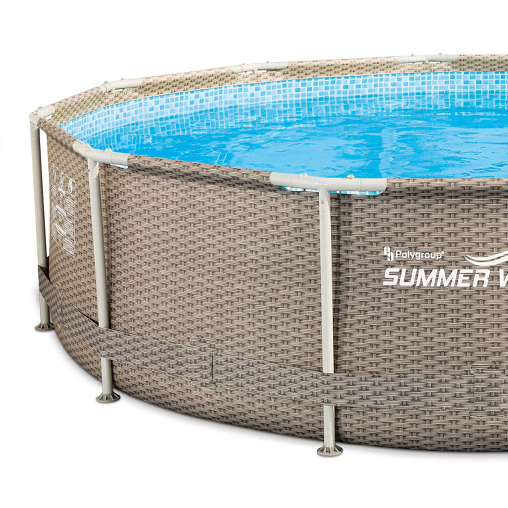 Summer Waves P20012335 Active 12ft x 30in Outdoor Round Frame Above Ground Swimming Pool Set with Skimmer Filter Pump &amp; Filter