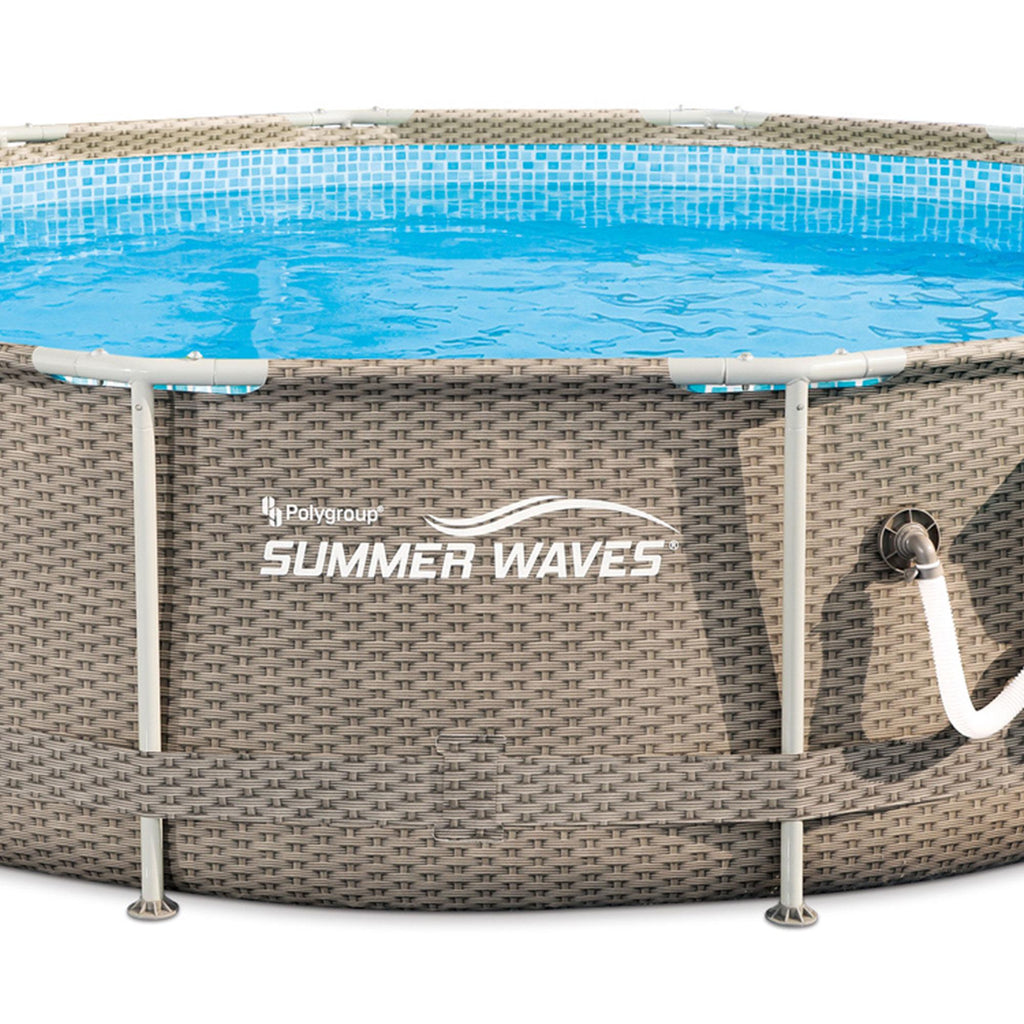 Summer Waves P20012335 Active 12ft x 30in Outdoor Round Frame Above Ground Swimming Pool Set with Skimmer Filter Pump &amp; Filter