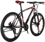 Eurobike Mountain Bikes X1 21 Speed Dual Disc Brake 27.5 Inches 3 Spoke Wheels Bicycle BlackRed