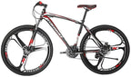 Eurobike Mountain Bikes X1 21 Speed Dual Disc Brake 27.5 Inches 3 Spoke Wheels Bicycle BlackRed