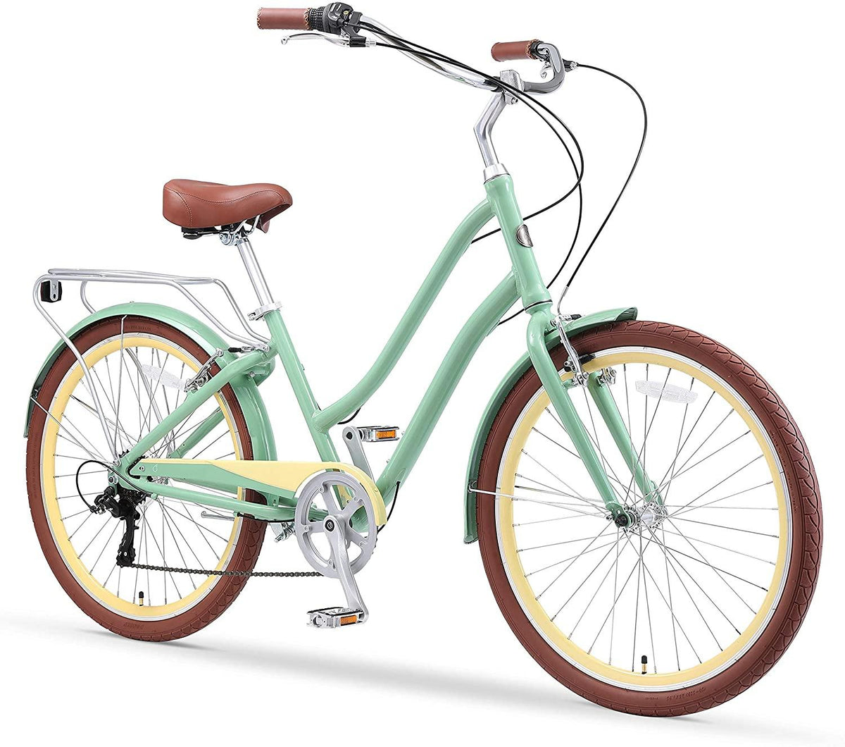 reezero EVRYjourney Women's 7-Speed Bicycle, Step-Through Touring Hybrid Bike, 26" Wheels, Steel Blue