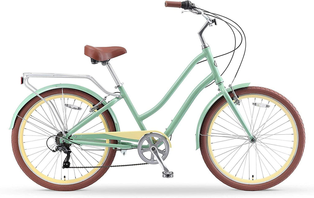 reezero EVRYjourney Women's 7-Speed Bicycle, Step-Through Touring Hybrid Bike, 26" Wheels, Steel Blue