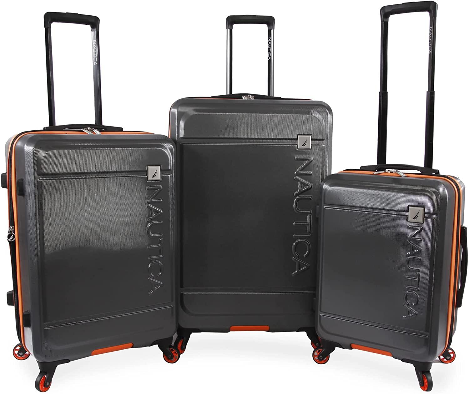 Roadie 3pc Hardside Luggage Set, Grey/Orange