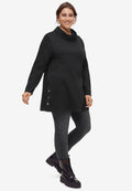 side-snap cowl neck sweatshirt tunic