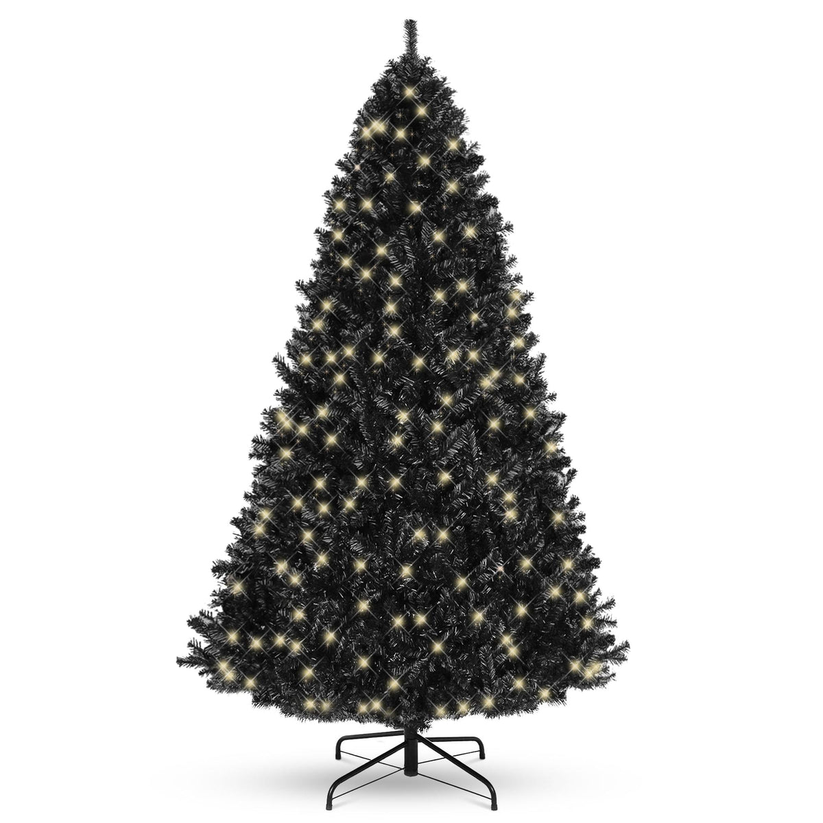 6ft Pre-Lit Artificial Black Christmas Tree Holiday Decoration w/ 947 Branch Tips, 350 Lights