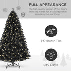 6ft Pre-Lit Artificial Black Christmas Tree Holiday Decoration w/ 947 Branch Tips, 350 Lights