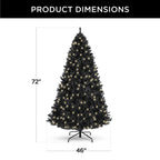 6ft Pre-Lit Artificial Black Christmas Tree Holiday Decoration w/ 947 Branch Tips, 350 Lights