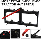 ebesttech 49 inch tractor hay spear attachment 3000lbs spike skid steer quick attach bobcat tractors with 1pc red hay spear + 2pcs black stabilizer spears spike fork tine