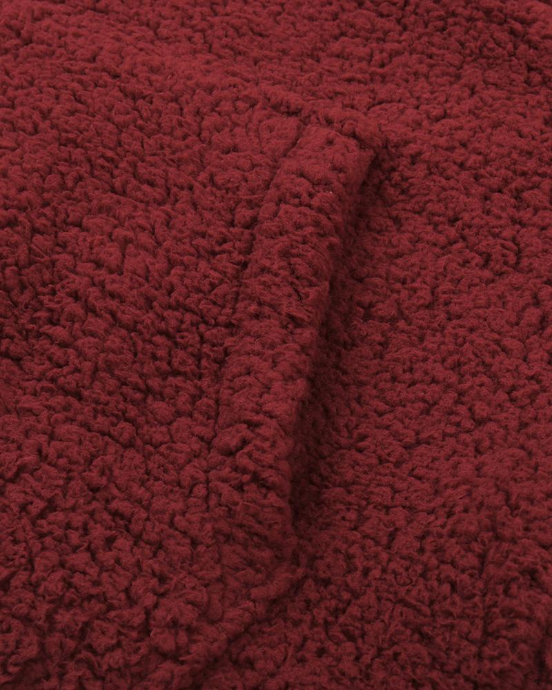 pocket zipper design high neck fluffy sweatshirt