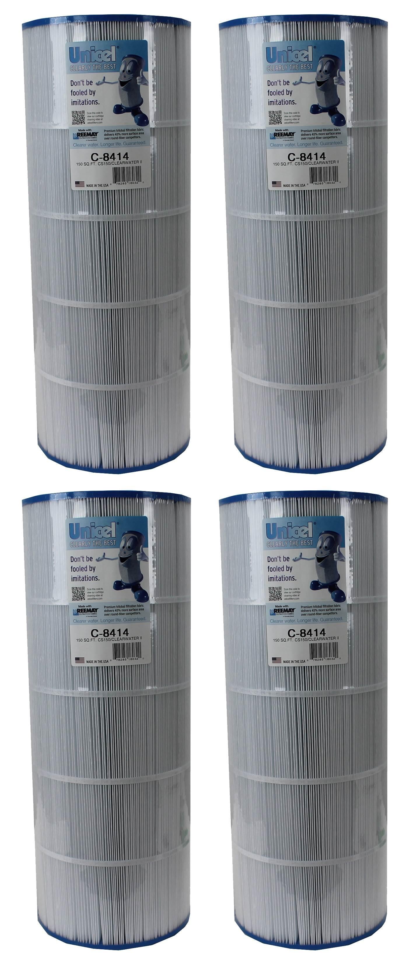 4) unicel c-8414 replacement cartridge filters 150 sq ft waterway clearwater ii