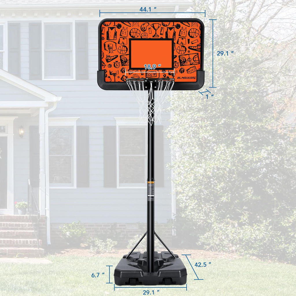 MaxKare Basketball Hoop Goal Portable Basketball System Set Stand Adjustable Height Poolside Outdoor Indoor for Kid Adult W LarBackboard