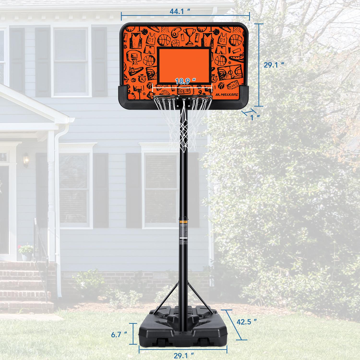 MaxKare Basketball Hoop Goal Portable Basketball System Set Stand Adjustable Height Poolside Outdoor Indoor for Kid Adult W LarBackboard