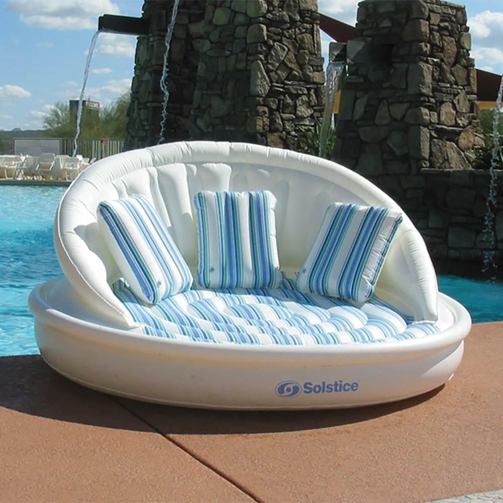 Swimline 2-Pack Swimline Solstice Inflatable 3-Person AquaSofa Rafts + Pump | 2 x 15135HR