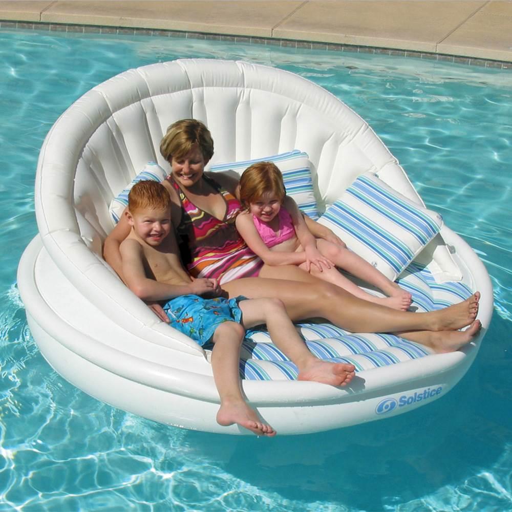 Swimline 2-Pack Swimline Solstice Inflatable 3-Person AquaSofa Rafts + Pump | 2 x 15135HR