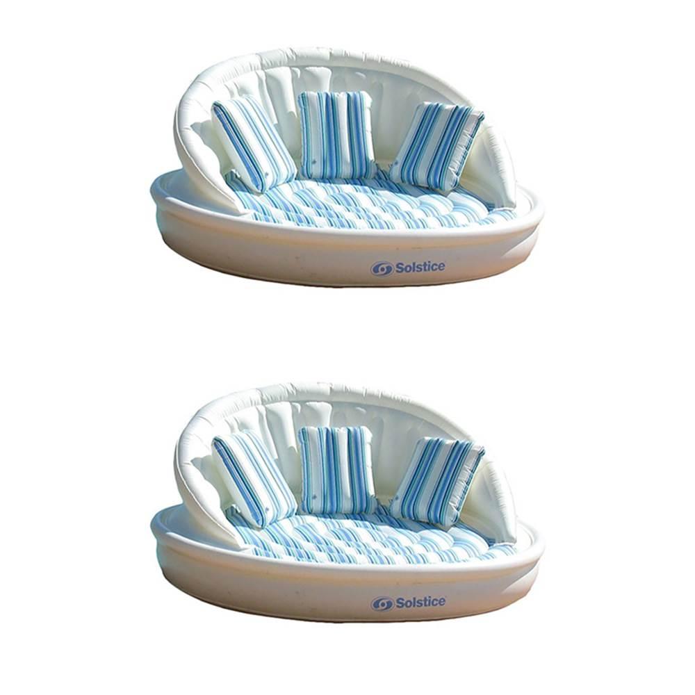 Swimline 2-Pack Swimline Solstice Inflatable 3-Person AquaSofa Rafts + Pump | 2 x 15135HR