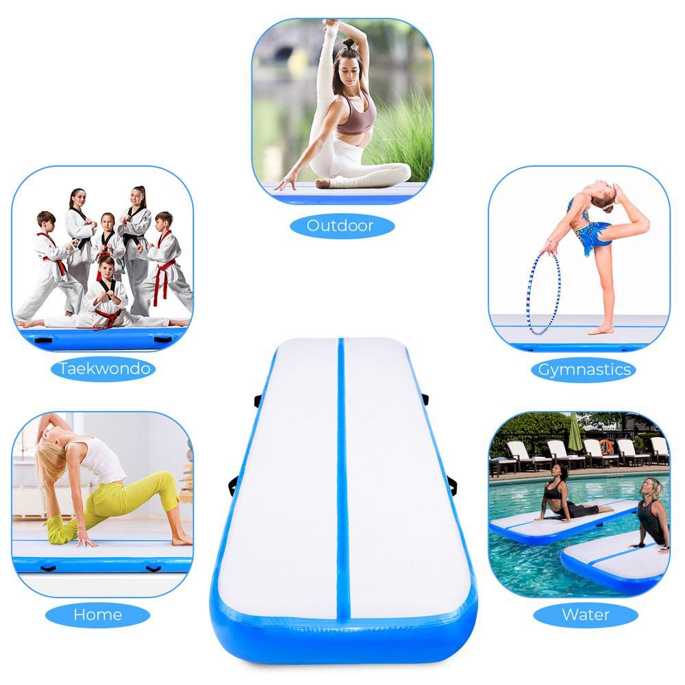 Air Track 10ft Inflatable Gymnastics Tumbling Mat 8 inches Thickness Airtrack Mats with Electric Air Pump for Home Use Gym/Training/Cheerleading/Yoga/Outdoo/Beach/Park Blue