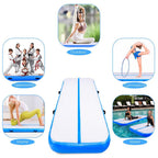 Air Track 10ft Inflatable Gymnastics Tumbling Mat 8 inches Thickness Airtrack Mats with Electric Air Pump for Home Use Gym/Training/Cheerleading/Yoga/Outdoo/Beach/Park Blue