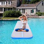 Air Track 10ft Inflatable Gymnastics Tumbling Mat 8 inches Thickness Airtrack Mats with Electric Air Pump for Home Use Gym/Training/Cheerleading/Yoga/Outdoo/Beach/Park Blue
