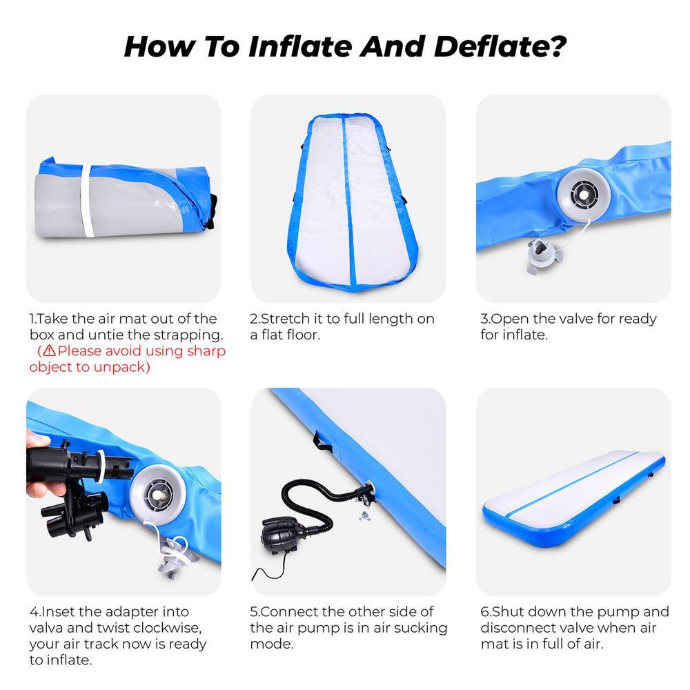 Air Track 10ft Inflatable Gymnastics Tumbling Mat 8 inches Thickness Airtrack Mats with Electric Air Pump for Home Use Gym/Training/Cheerleading/Yoga/Outdoo/Beach/Park Blue