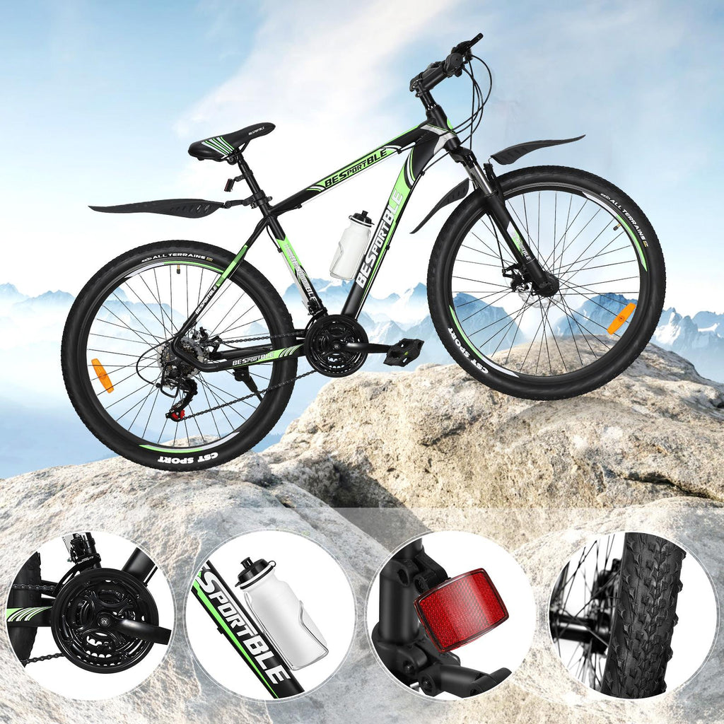 27.5 In. Wheels Mountain Bike, 21-Speeds Aluminum Frame Suspension Fork Mountain Bicycle with Derailleur System Mechanical Disc Brakes for Adult or Youth