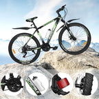 27.5 In. Wheels Mountain Bike, 21-Speeds Aluminum Frame Suspension Fork Mountain Bicycle with Derailleur System Mechanical Disc Brakes for Adult or Youth
