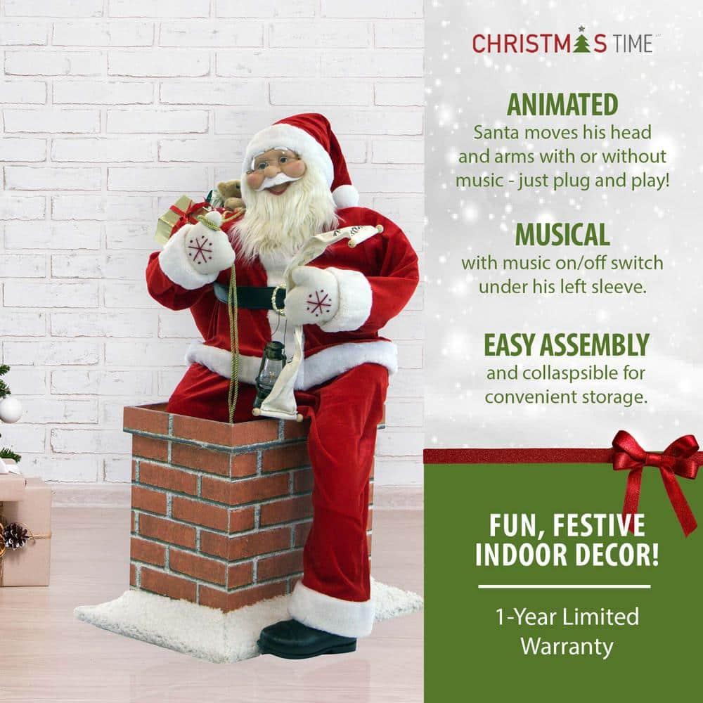 48 in. Christmas Santa Claus in Chimney with Music and Motion