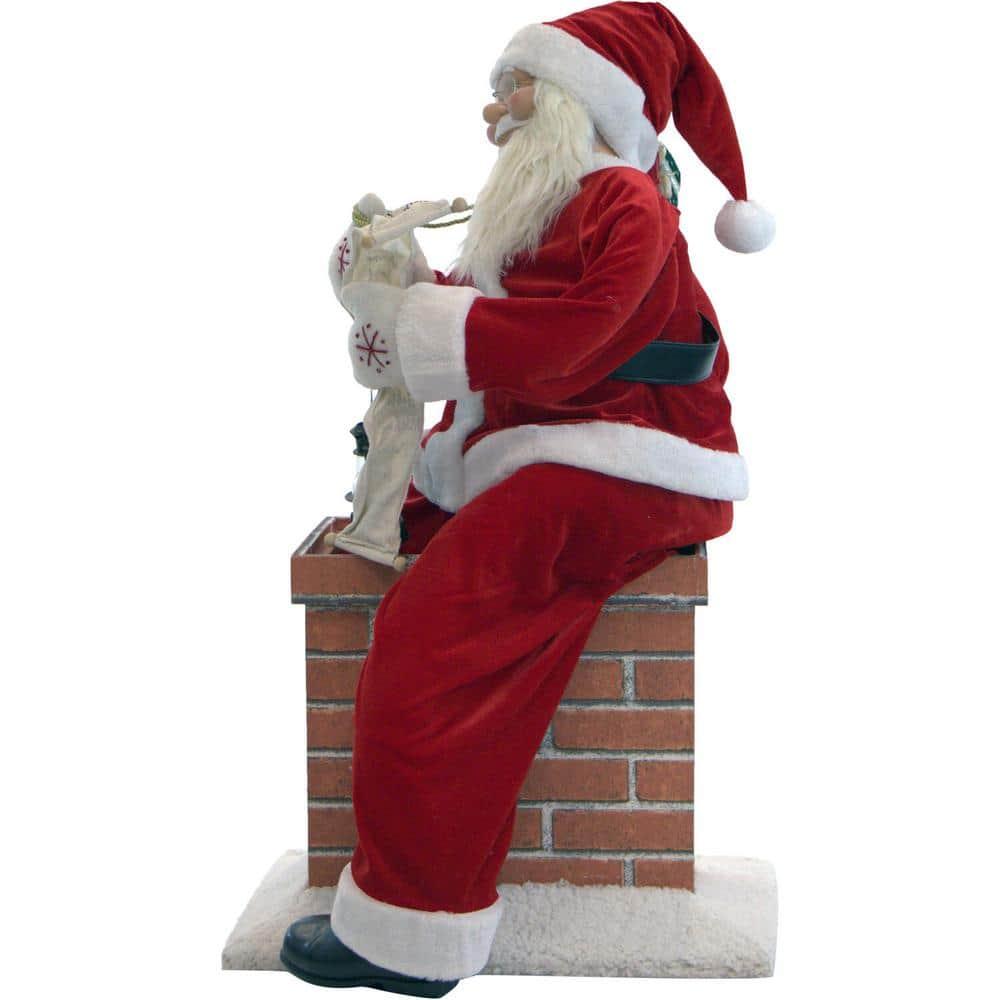 48 in. Christmas Santa Claus in Chimney with Music and Motion