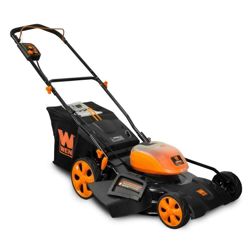 WEN Push Lawn Mower Walk Behind Cordless Dual Port Dock 21 In 40 Volt Max Li-Ion