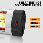 Outdoor Electric Heater, Infrared Wall Mounted Heater for Outdoor/ Indoor Use, 1500W Ceiling Patio Heater with Remote Control &amp; 24H Timer, Electric Space Heater For Garage Porch, Weatherproof