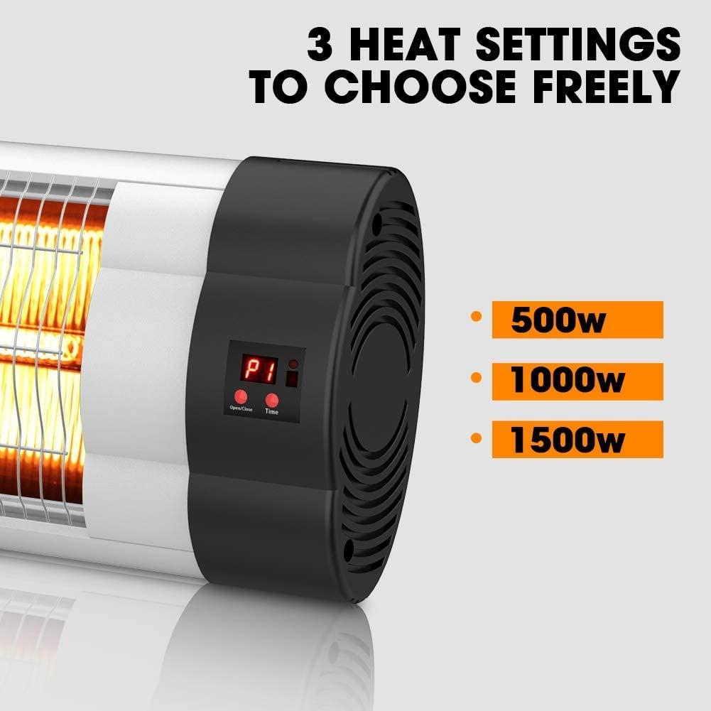 Outdoor Electric Heater, Infrared Wall Mounted Heater for Outdoor/ Indoor Use, 1500W Ceiling Patio Heater with Remote Control &amp; 24H Timer, Electric Space Heater For Garage Porch, Weatherproof
