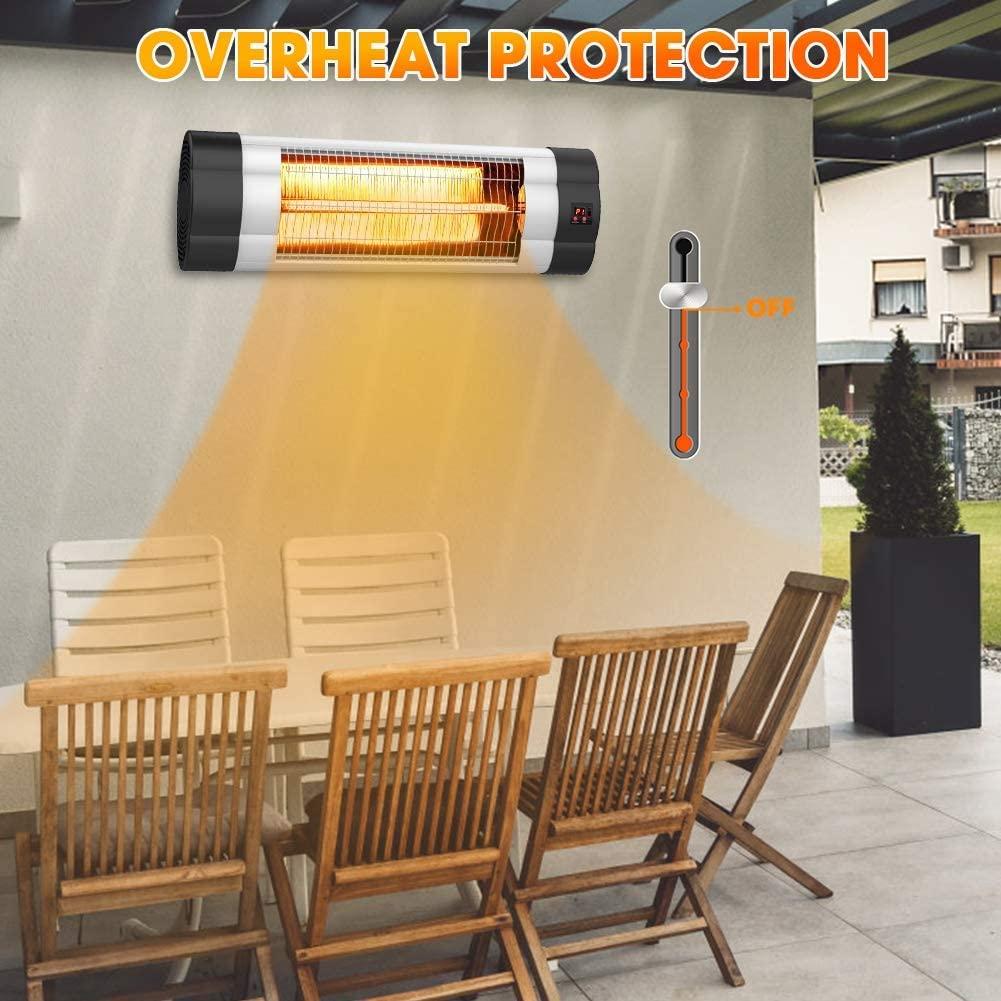 Outdoor Electric Heater, Infrared Wall Mounted Heater for Outdoor/ Indoor Use, 1500W Ceiling Patio Heater with Remote Control &amp; 24H Timer, Electric Space Heater For Garage Porch, Weatherproof