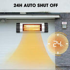 Outdoor Electric Heater, Infrared Wall Mounted Heater for Outdoor/ Indoor Use, 1500W Ceiling Patio Heater with Remote Control &amp; 24H Timer, Electric Space Heater For Garage Porch, Weatherproof