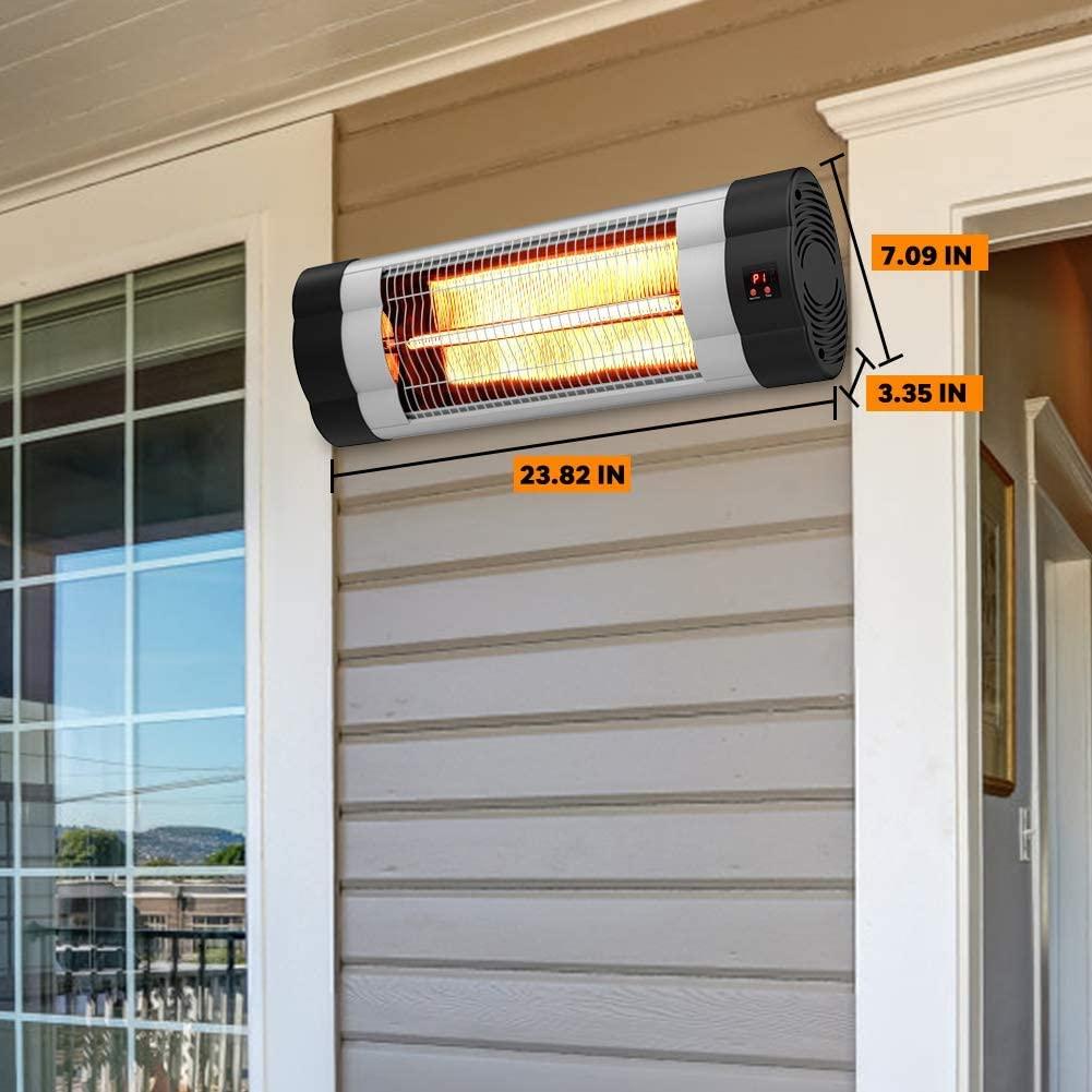 Outdoor Electric Heater, Infrared Wall Mounted Heater for Outdoor/ Indoor Use, 1500W Ceiling Patio Heater with Remote Control &amp; 24H Timer, Electric Space Heater For Garage Porch, Weatherproof