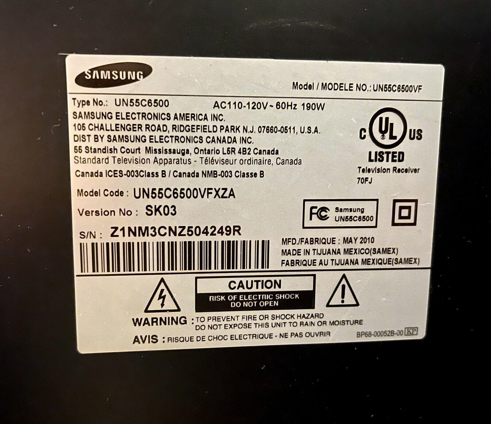 samsung led tv (un55c6500) (55in - matte black) (excellent condition)