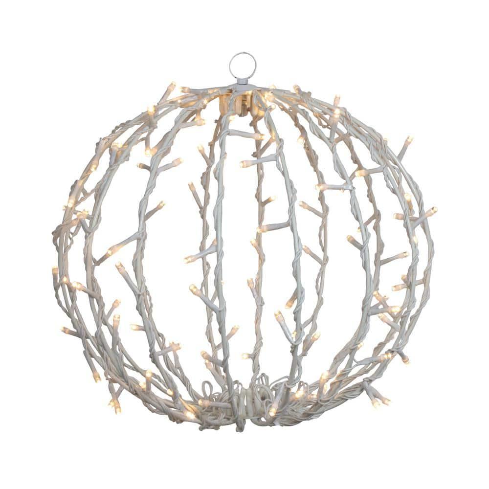 13 in. LED Lighted Christmas Hanging Ball Decoration - Warm White Lights