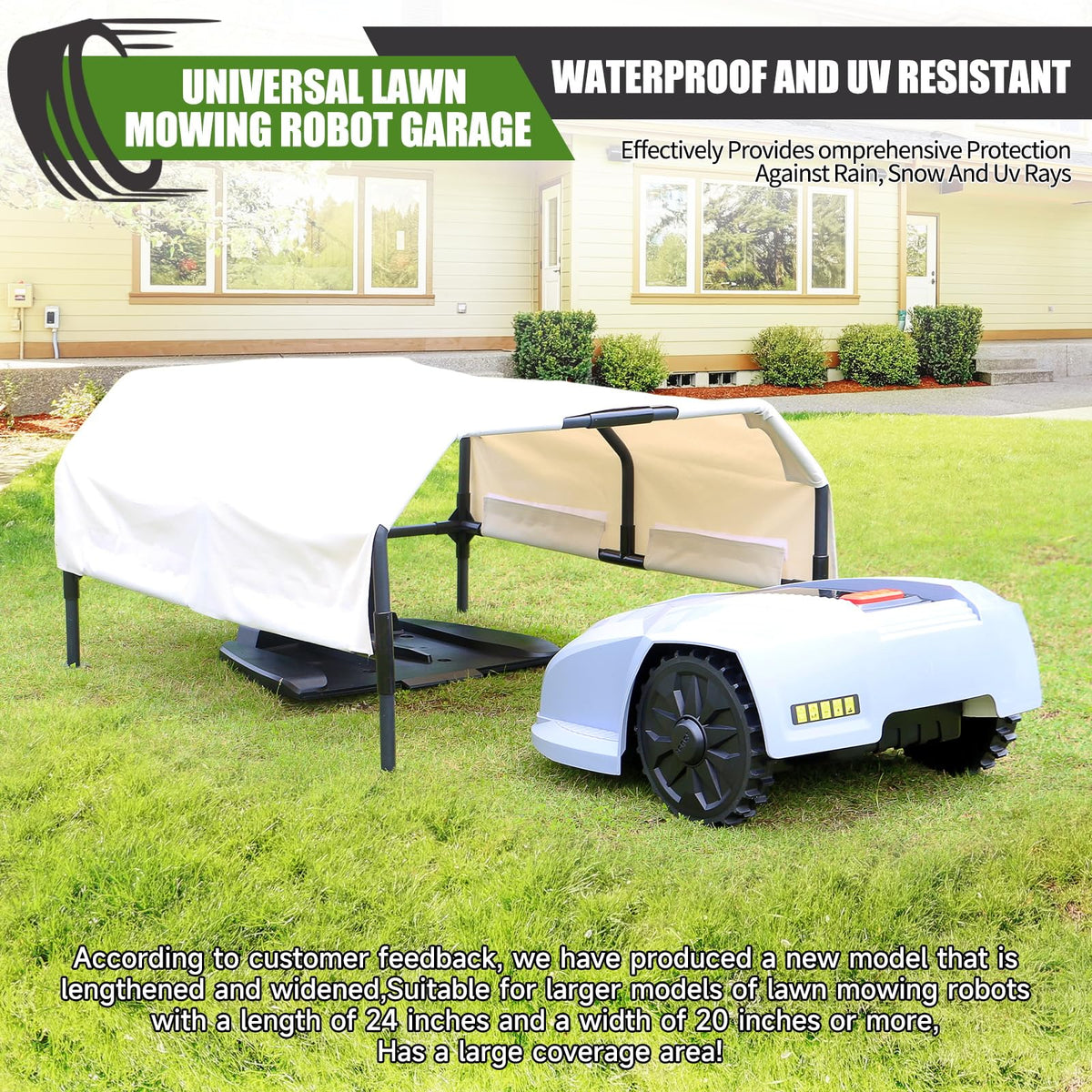 Garafor Robot Lawn Mower，for All Models on  (Plus Size) | Robot Lawn Mower Garage: Larger size + 600D Oxford waterproof Cover，Provides safe protection for your lawn mower