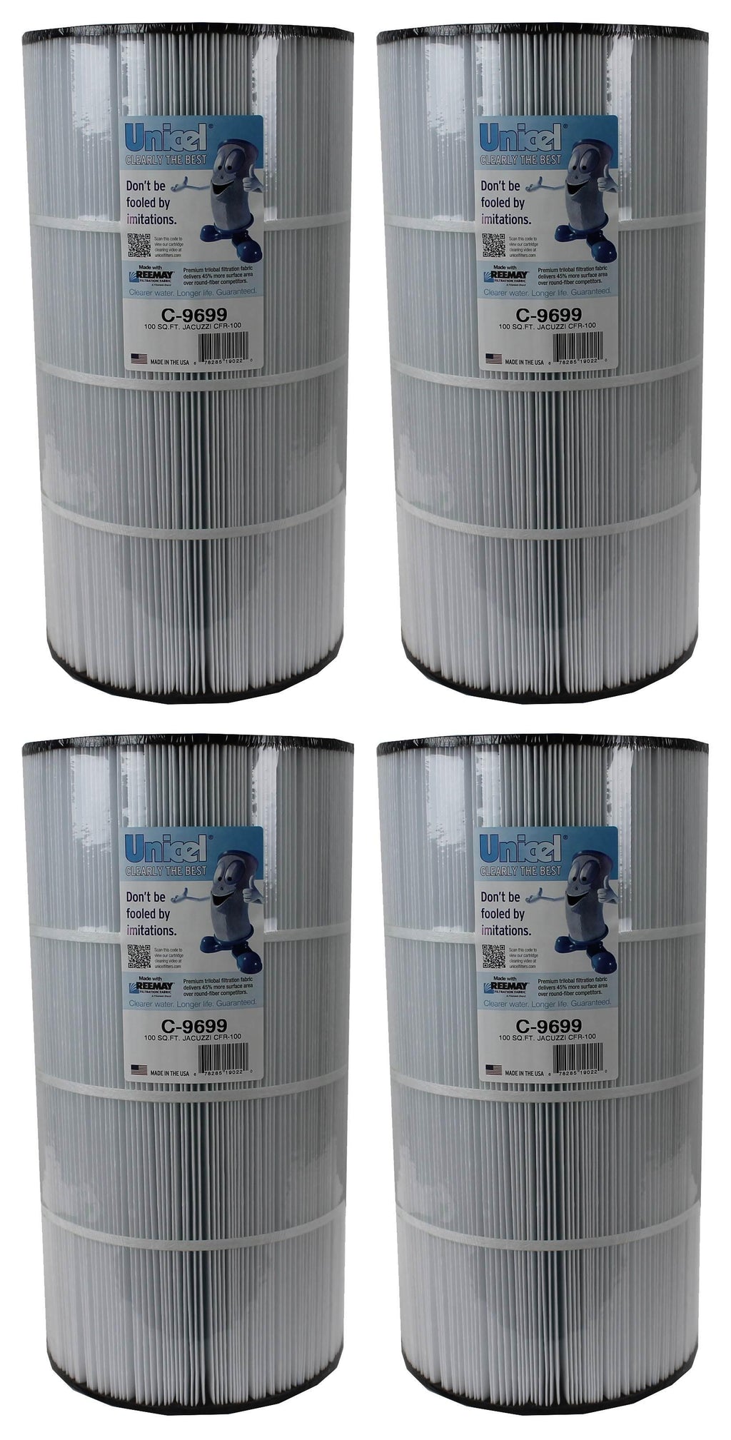 4) new unicel c-9699 pool spa replacement 100 sq ft filter cartridges fc-1490